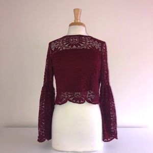 Lace blouse with bell sleeves